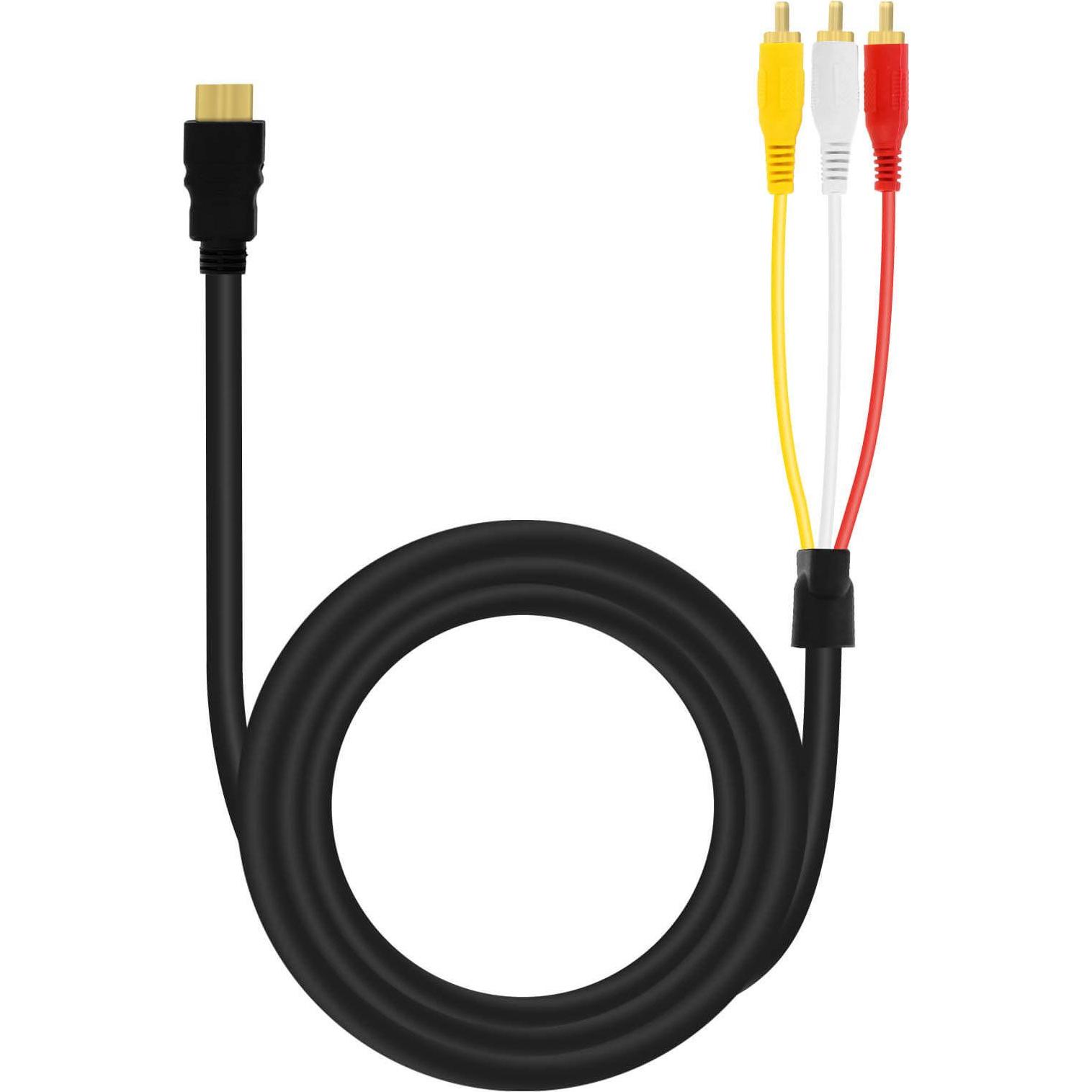 Thumbnail - LinQ HDMI auf 3x Cinch-Stecker männlich Videokabel by – Schwarz (1.50 m), Video Kabel