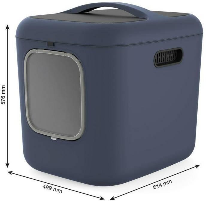 Immagine prodotto Rotho Katzentoilette Bea XL Navyblau, Stromversorgung: Keine (Lettiera per gatti chiusa)