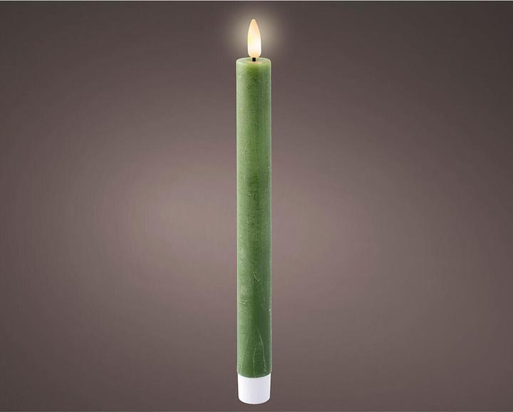 Actual product image Lumineo Led wax candle, green colour, rustic finish, ø2.20x24.50cm, pack2 units (2x)