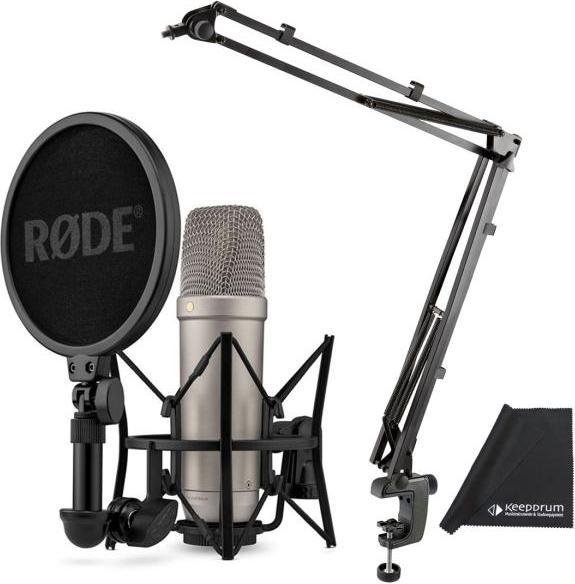 Dust bag, USB-C cable 3m, SM6 spider with pop shield, XLR cable 6m, Rode NT1 5th Generation Microphone Silver Set incl. K&M stand arm