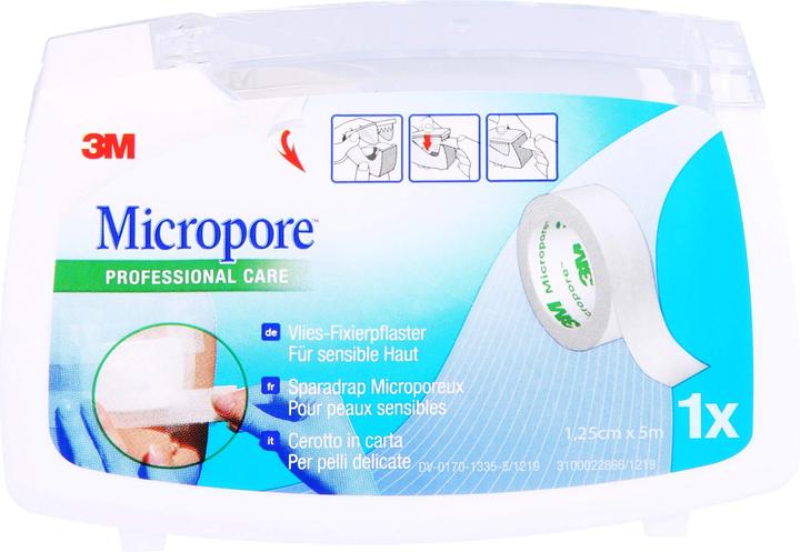 Produktbild 3M Heftpflaster mit Dispenser 12.5mmx5m weiss (1 x)