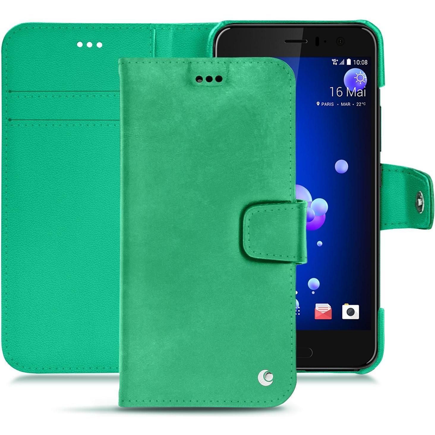 Noreve Lederschutzhülle Wallet (HTC U11), Smartphone Hülle, Grün