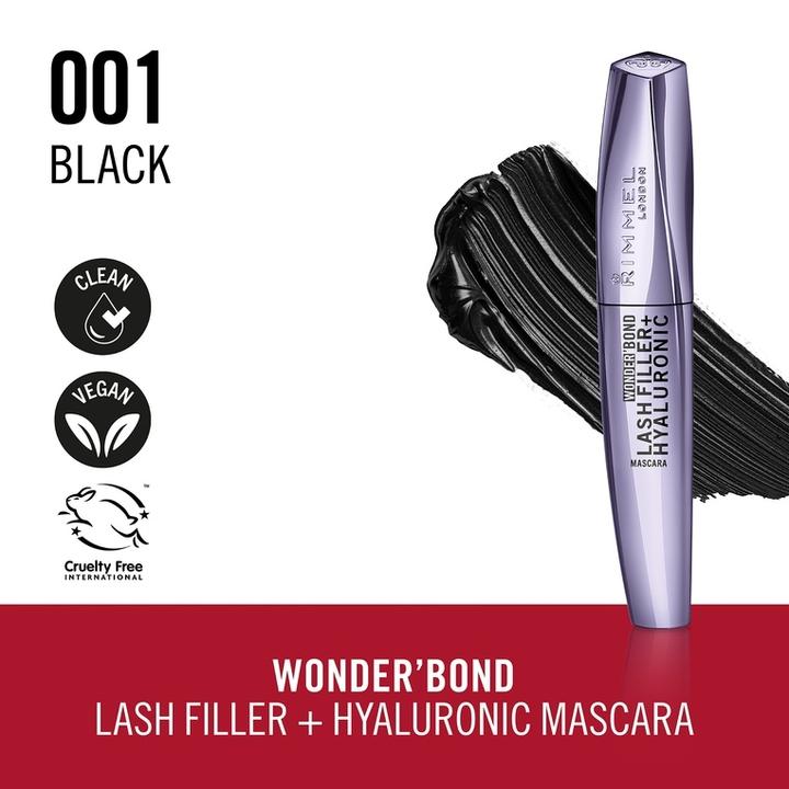 Produktbild Rimmel London Rimmel Wonder'bond Lash Filler + Hyaluronic Mascara 001 Black Bold Volume (001 black)