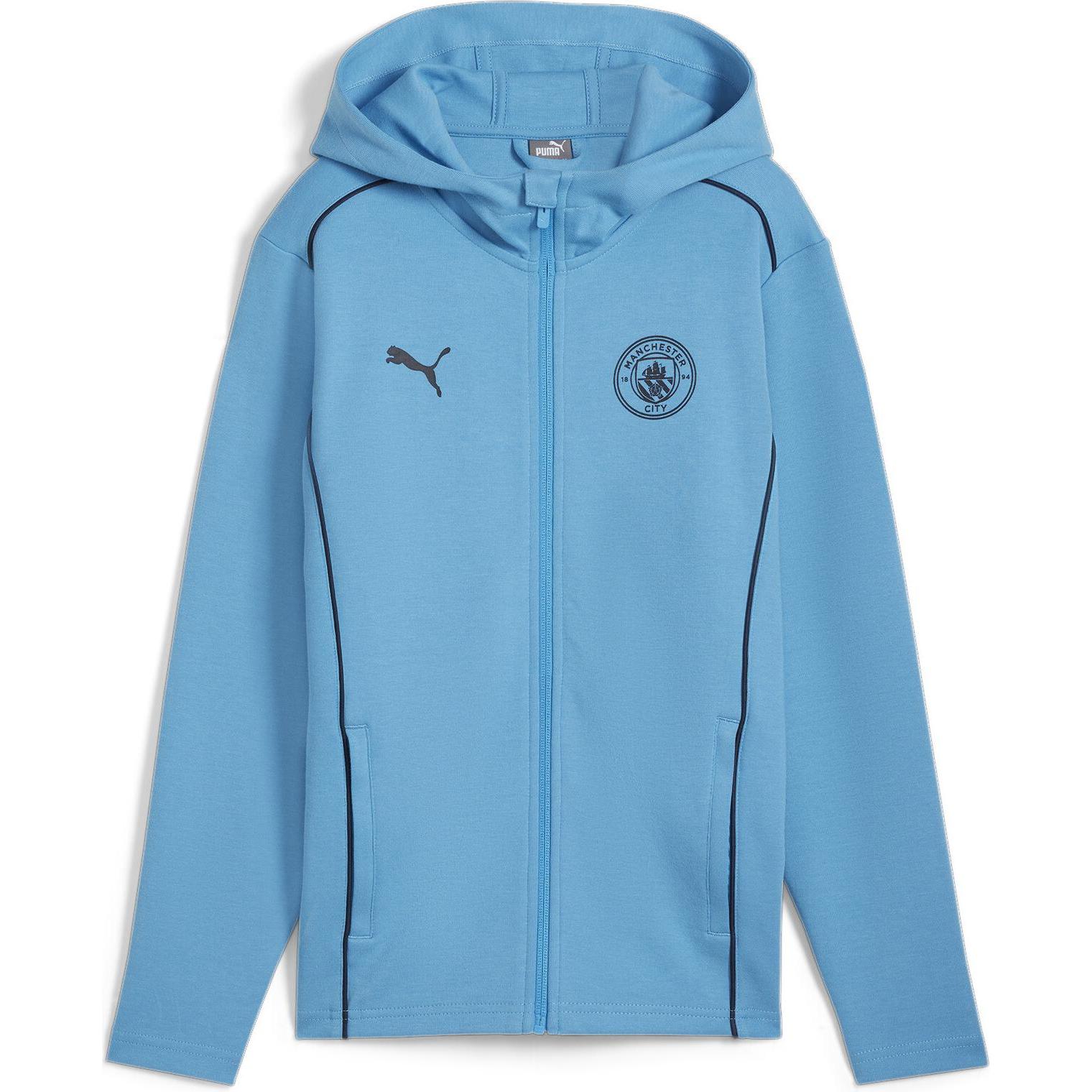Puma, Jungen, Laufjacke, MCFC Casuals Hooded Jkt Jr (164), Blau, 164
