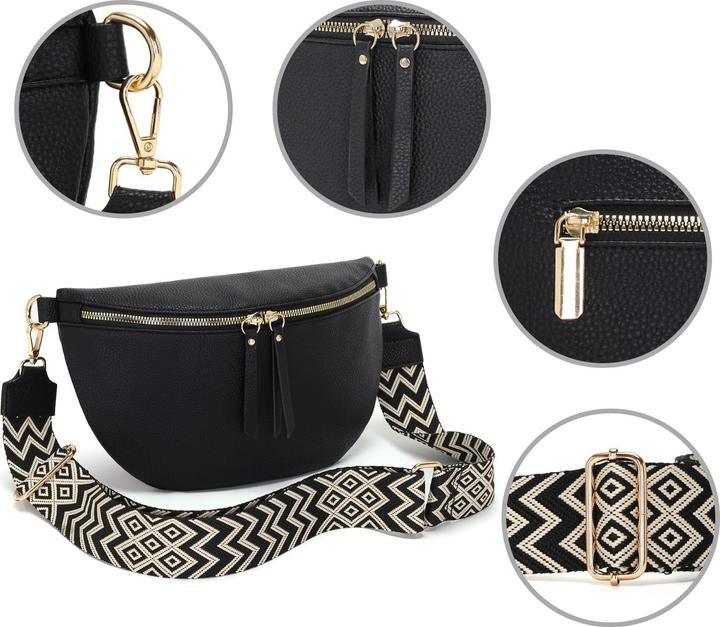 Produktbild Only-Bags.Store Grosse Gürteltasche veganes Leder Umhängetasche Crossbody Tasche stilvolle Gürteltasche mit breitem