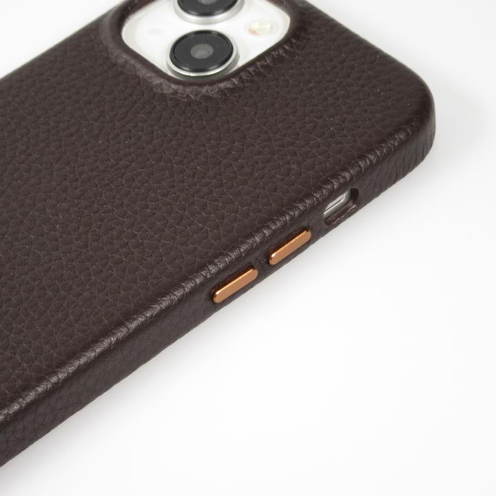 Image du produit PhoneLook Coque Cuir de veau luxe grainé intégral avec boutons métalliques et MagSafe foncé (Apple iPhone 15)