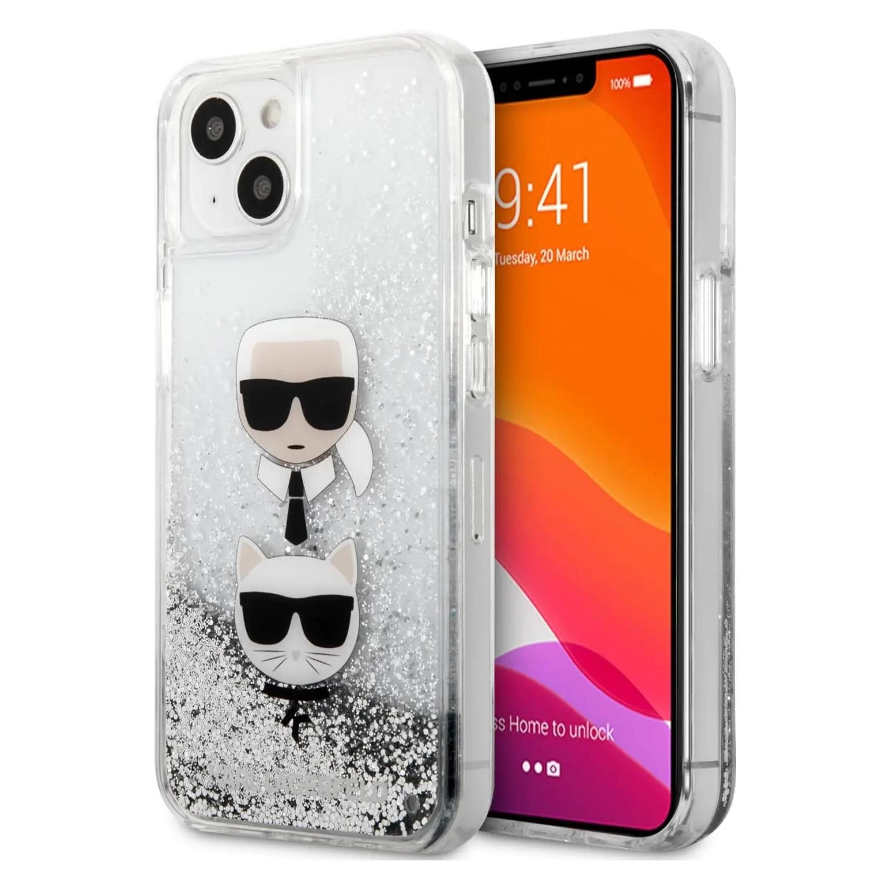 Karl Lagerfeld Liquid Case (Apple IPhone 13 Mini), Smartphone Hülle, Silber