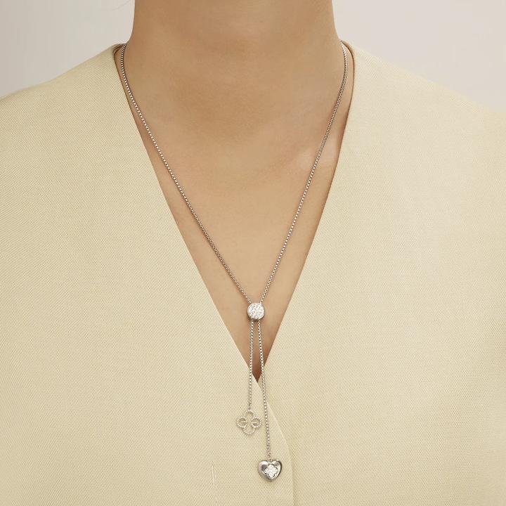 Produktbild Charles Garnier PASSION Herz- und Kleeblatt-Krawattenhalskette aus Silber und Zirkonium (Silber und Zirkonium)