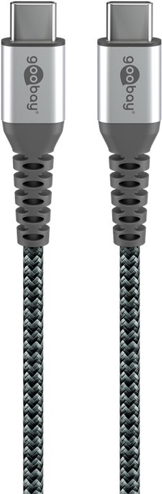 Actual product image Goobay USB-C cable, textile, metal plug, extra robust (0.50 m, USB 2.0)