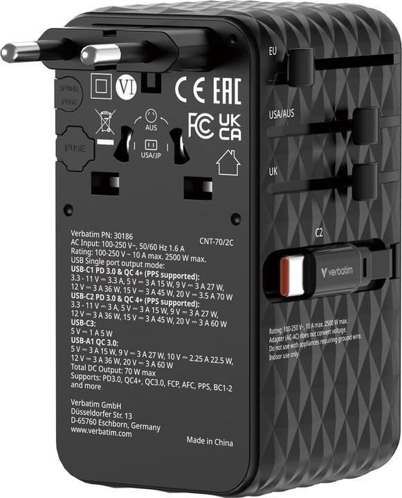 Produktbild Verbatim Charge 'n' Travel 70W 2C (70 W, 2 Ports)