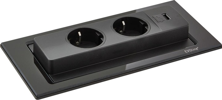 Actual product image Evoline BackFlip, Glas, schwarz, Schuko