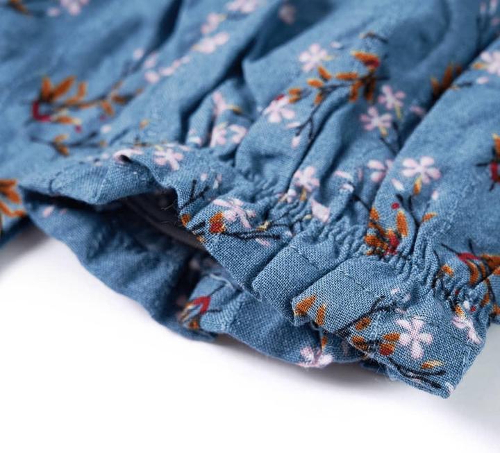 Produktbild vidaXL Kinderkleid mit Langen Ärmeln Petrolblau 104,Material: 50 (104)