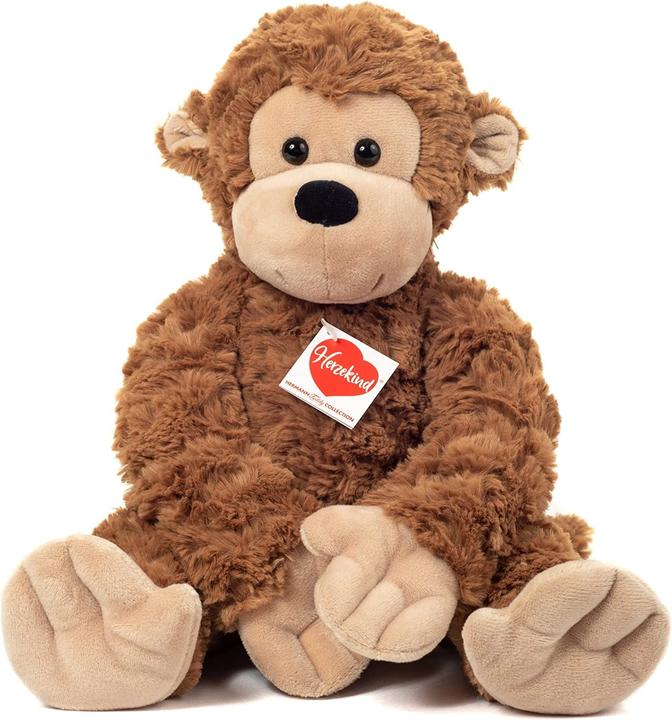 Produktbild Teddy Hermann 93946 - Äffchen Fritzi, Affe-Plüschtier, 40 cm, Herzekind (10 cm)