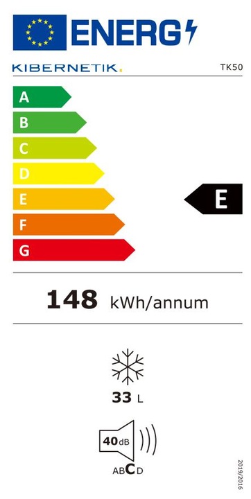 Label énergétique Kibernetik Congélateur FSP 33 litres (Autonome, 33 l)