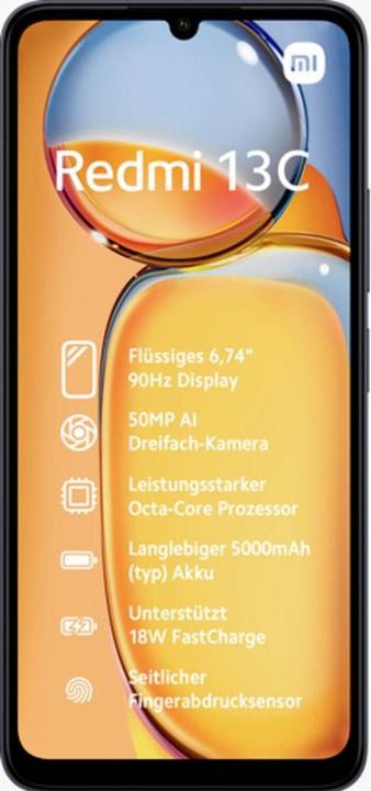 Actual product image Xiaomi Redmi 13C (128 GB, Midnight Black, 6.74", Dual SIM, 4G)