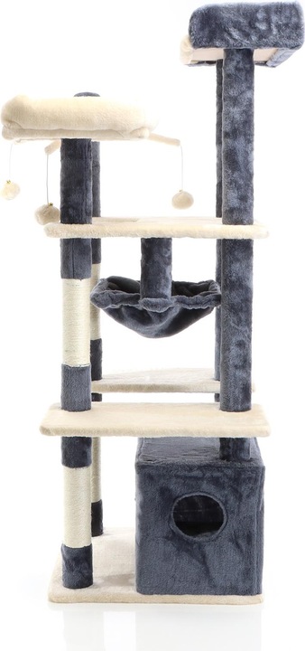 Produktbild Fudajo Kratzbaum Dunkelgrau/Beige 134cm Katzenkratzbaum Katzenbaum Katzenmöbel (133 cm, Dunkelgrau, Beige)