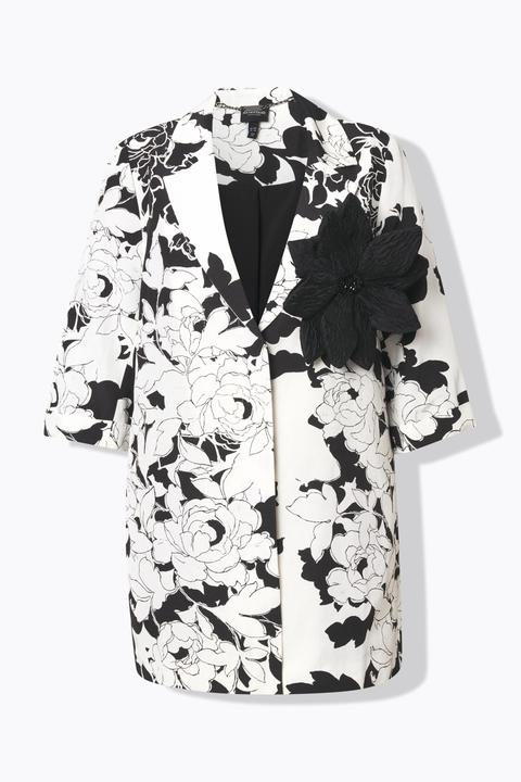 Actual product image Ulla Popken Flower Brooch Printed Blazer (58)