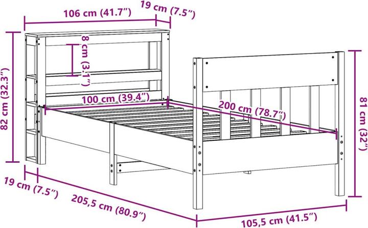 Produktbild vidaXL Bettgestell (100 x 200 cm)