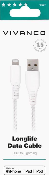 Image du produit Vivanco LongLife Blanc (1.50 m, USB 3.0)