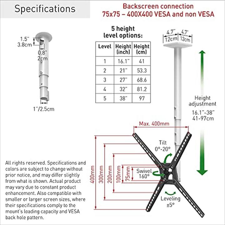 Produktbild Barkan TV Deckenhalterung (Decke, 65", 40 kg)