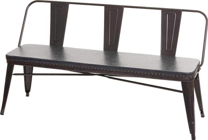 Produktbild Swisshandel24 3er Sitzbank, Garderobenbank Esszimmerbank, Kunstleder Chesterfield Industrial Gastronomie schwarz-g (153 cm)