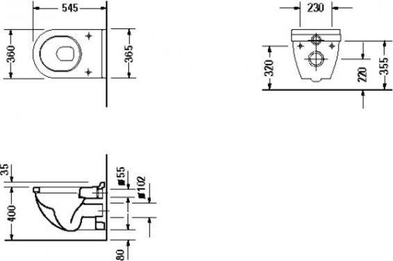Actual product image Duravit Wall-hung WC STARCK 3 deep, 360x540mm white