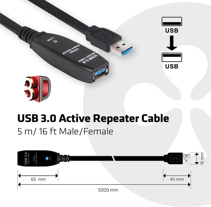 Immagine prodotto Club 3D USB 3.0 (5 m, USB 3.0)