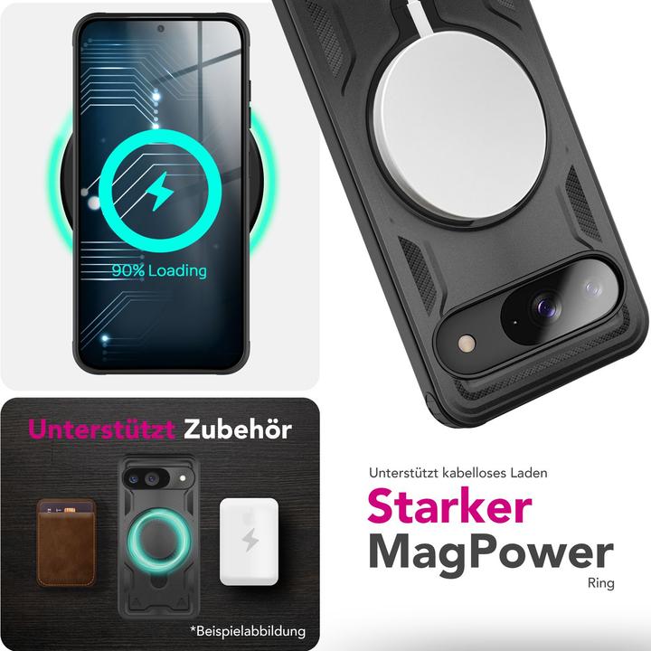 Actual product image Nalia Stormguard - Stabile Panzer Hülle mit MagSafe & 360-Grad Ringhalter - Military Cover (Google Pixel 9)
