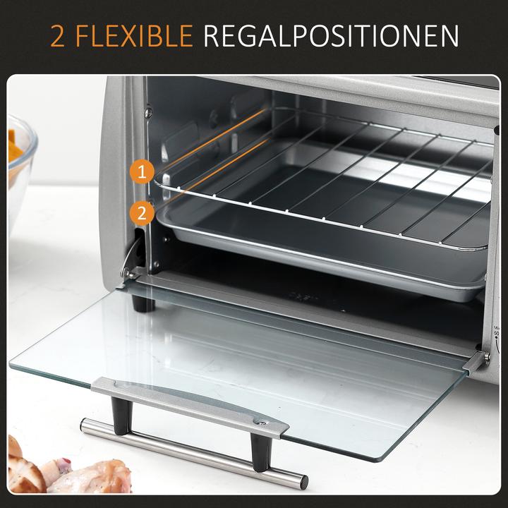 Actual product image Homcom Minibackofen Metall, Gehärtetes Glas Silber