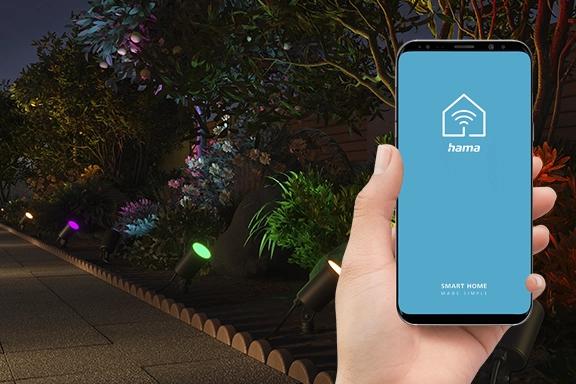 Actual product image Hama WLAN garden light incl. ground spike, waterproof, coloured, dimmable (450 lm, IP65)
