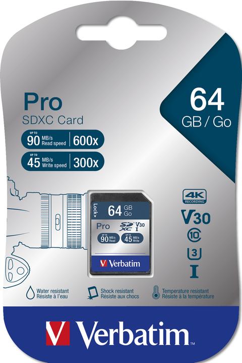 Actual product image Verbatim 47022 (64 GB, SDXC, U3, UHS-I)