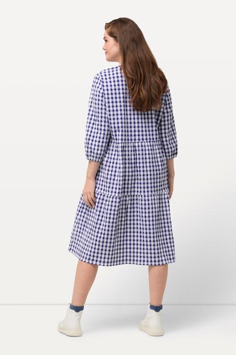 Produktbild Ulla Popken Tunika-Midikleid, Bubble-Qualität, V-Ausschnitt, 3/4-Arm (54)