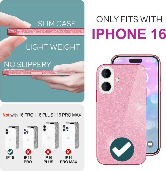 Produktbild Nalia Glitzer Hybrid Hülle (Apple iPhone 16)