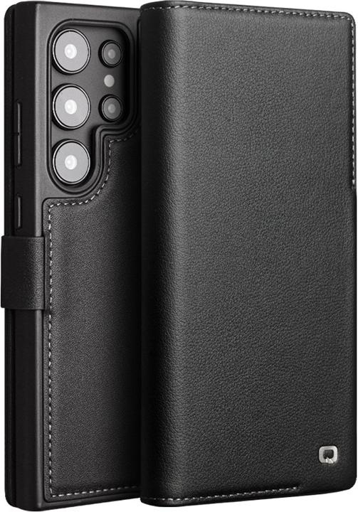 Produktbild QiAlino Hülle Flip matt mit magnetischem Verschluss Mattschwarz (Samsung Galaxy S23 Ultra)