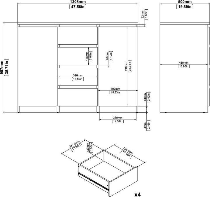 Actual product image Ebuy24 Sideboard Nada (91 x 121 x 50 cm)