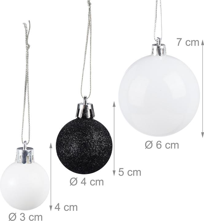 Actual product image Relaxdays - Weihnachtskugeln im Set, 100er Pack, Schwarz/ Weiss (1 -part)