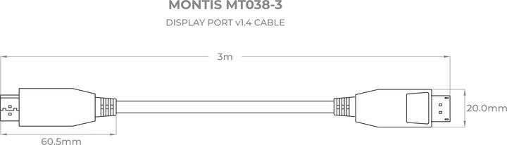 Actual product image Montiss Montis Cable DisplayPort v1.4 MT038-3 3 m Black Silver (3 m)