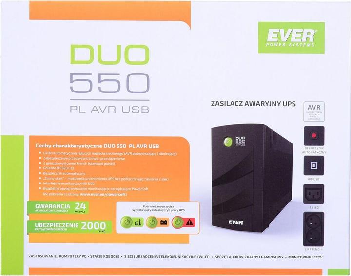 Produktbild Ever Ups Duo 550 Pl Avr USB (550 VA, 330 W, Line-Interaktiv USV)