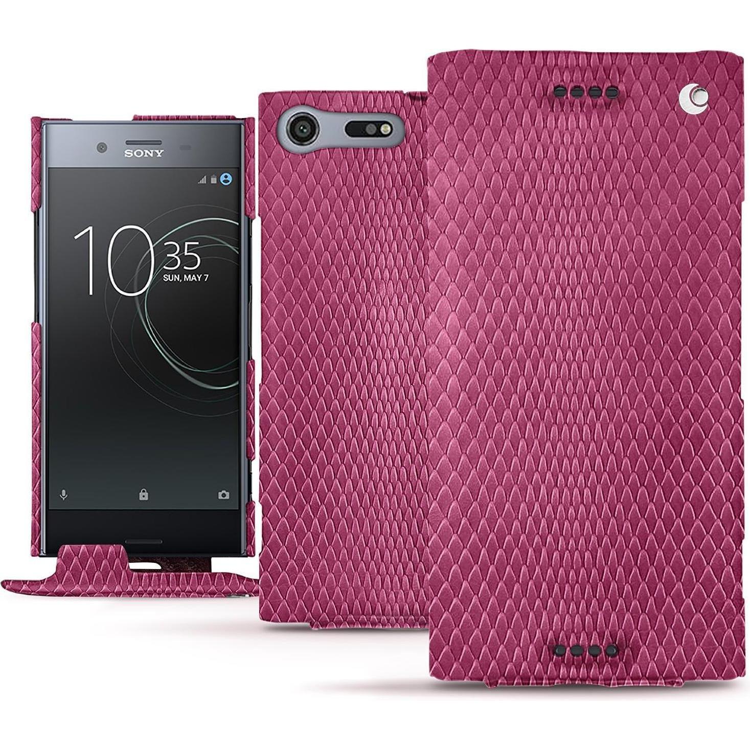Noreve Lederschutzhülle vertikal (Sony Xperia XZ Premium), Smartphone Hülle, Rosa