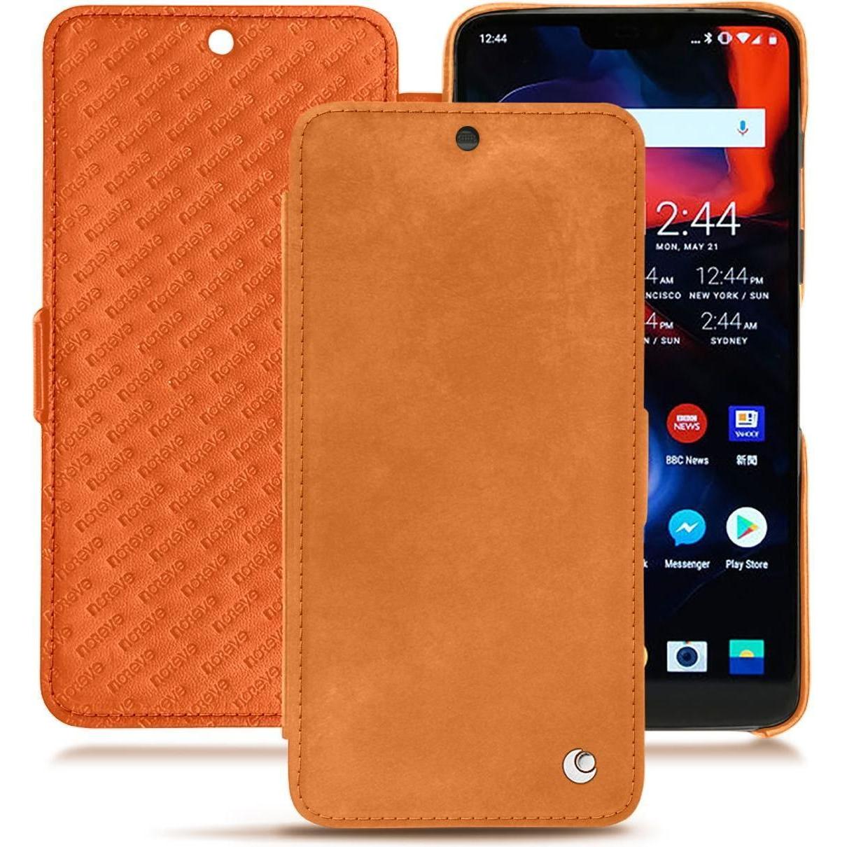 Noreve Lederschutzhülle horizontal (OnePlus 6), Smartphone Hülle, Orange