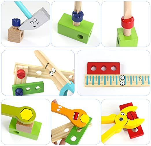 Actual product image Esmée Holz Kinder Werkzeug Koffer Handwerker Tool Zubehör Lern Spielset 36-tlg. Set