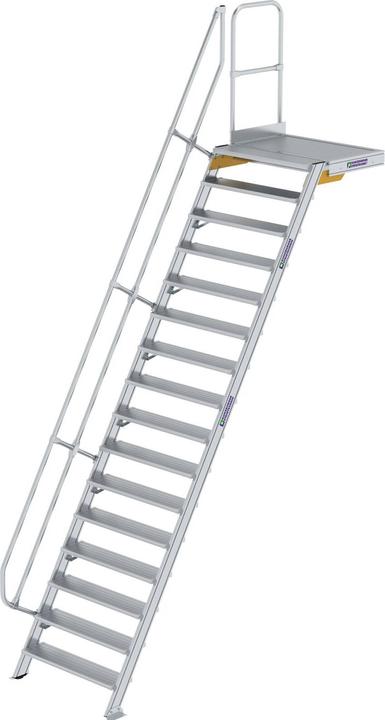 Actual product image Munk Stairs with platform 60 step width 1000 mm 16 steps aluminium ribbed (Scaffolding, 0.11 cm)