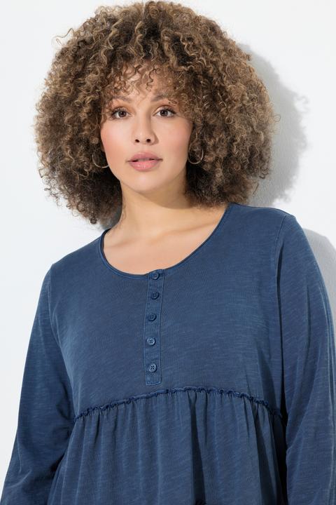 Actual product image Ulla Popken Ruffled Flounce Panel Long Sleeve Tee (50, 52)