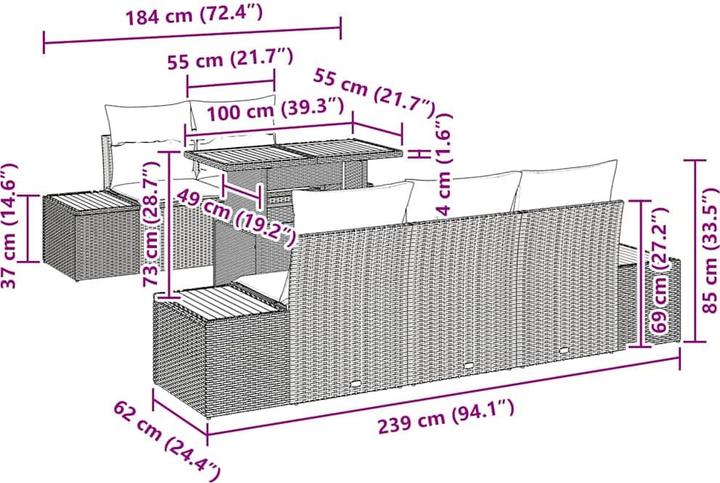 Produktbild vidaXL Garten Essgruppe (100 x 55 x 73 cm)