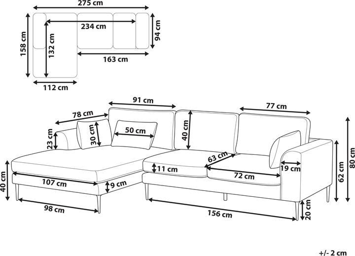 Nährwerte und Zutaten Beliani Flam (Ecksofa)