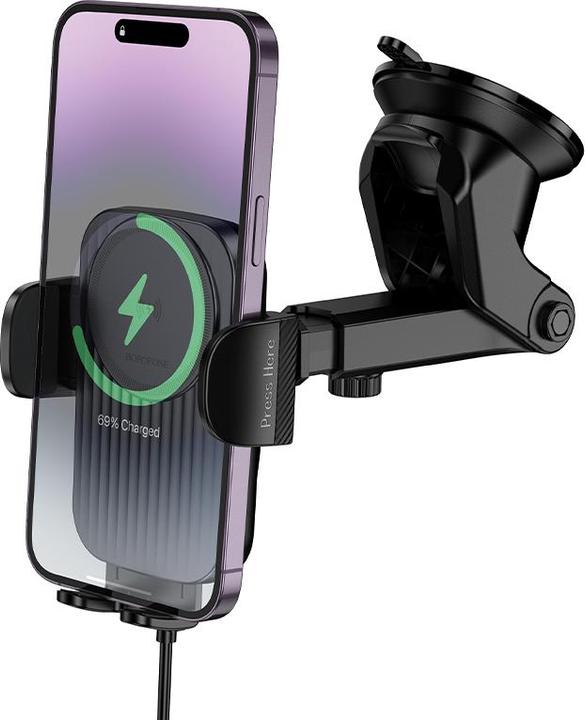 Immagine prodotto Borofone BH222 Supporto per auto con ricarica induttiva per parabrezza nero