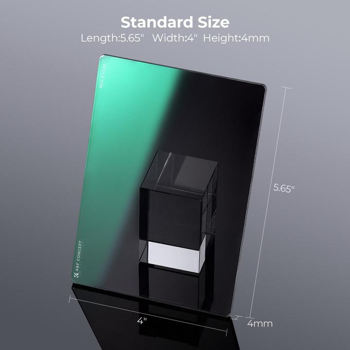 Image du produit K&F Concept Square Film Filter with Matte Box, 4X5.65 in, Thickness 4.0mm, ND4, Green Coated (NANO-X series) (Filtre gris neutre, 101.60 mm)