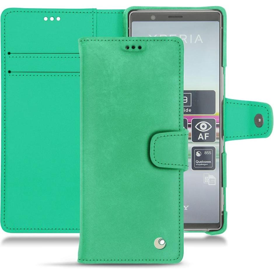 Noreve Lederschutzhülle Wallet (Sony Xperia 5), Smartphone Hülle, Grün