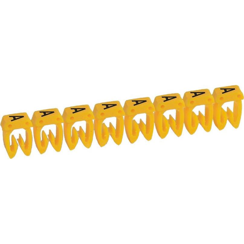 Legrand 038300 Kennzeichnungsclip Aufdruck A Aussendurchmesser-Bereich 2 bis 3.20 mm 038300, Kabel Zubehör, Gelb