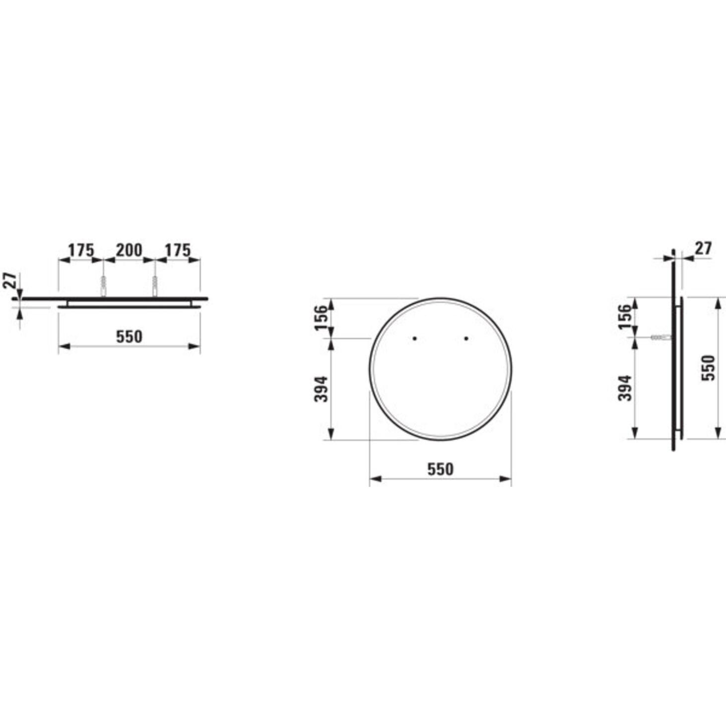 Thumbnail - Laufen, Spiegelschrank, Frame 25 Spiegel rund, mit Beleuchtung, D=550mm, H44743 (60 x 60 x 55 cm)